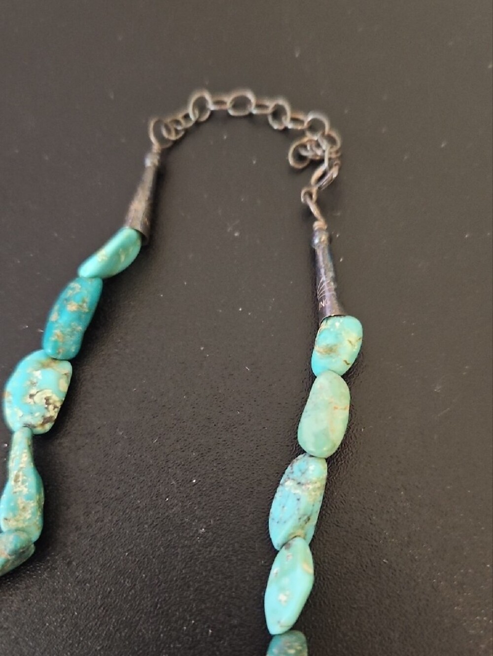 Turquoise Nugget Necklace - Natural Turquoise Beaded Necklace - Picture 2 of 3